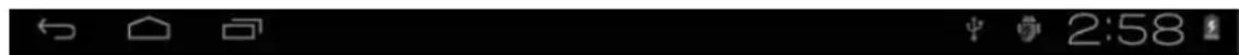 Mobile phone status bar with navigation icons and time display showing 2:58