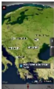 Satellite map image with Chinese place names and geographic labels, showing a blue box highlighting a specific area.