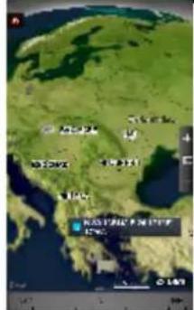 Global map with overlaid text labels and a small inset image showing a location labeled 'KATIK KON' in Chinese.