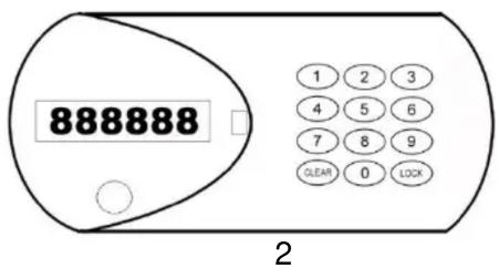888888 1 2 3 4 5 6 7 8 9 CLEAR 0 LOCK 2