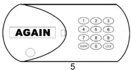 AGAIN 1 2 3 4 5 6 7 8 9 CLEAR 0 LOCK 5