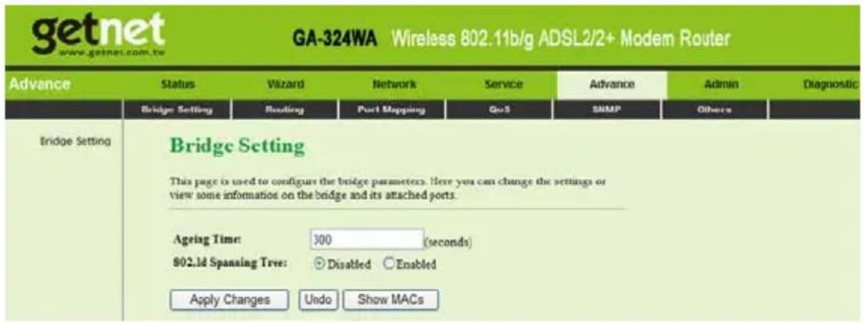 Getnet GA-324WB - Bridge Setting - 1