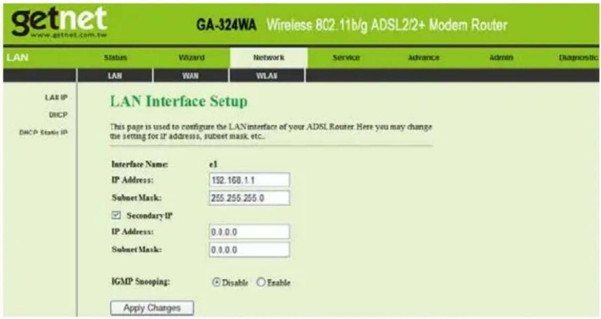 Getnet GA-324WB - LAN IP - 1
