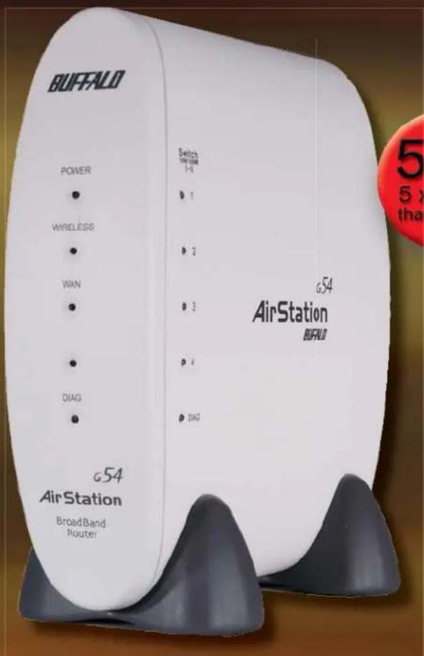 BUFFALO POWER WIRELESS WAN DIAG G54 AirStation BroadBand Router Switch 1-8 1 2 3 4 DIG 654 AirStation BUFFALO 5 5 x tha