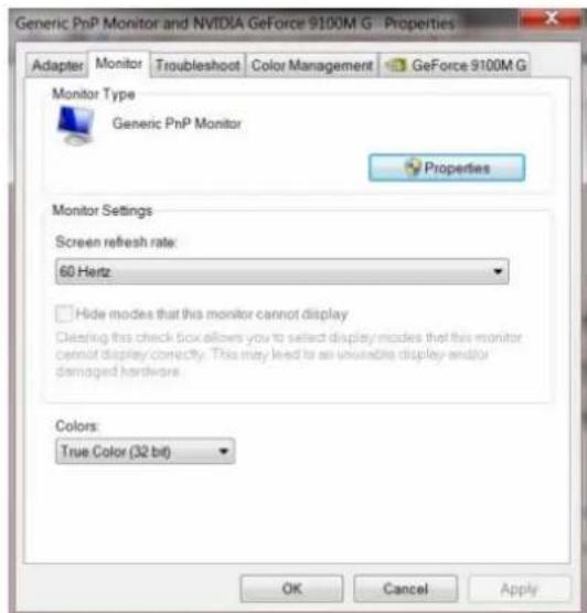AOC I2757FH - Click the "Monitor" tab and then click the "Properties" button. - 1
