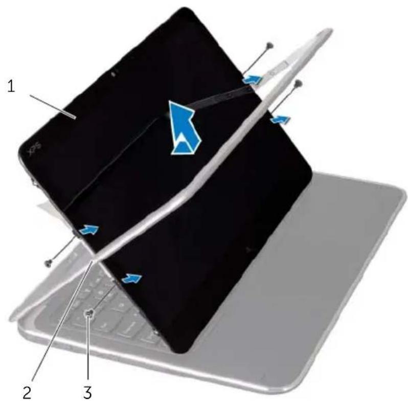 DELL XPS 12-9Q34 - CAUTION: Do not remove the display cable from the display bezel. - 2