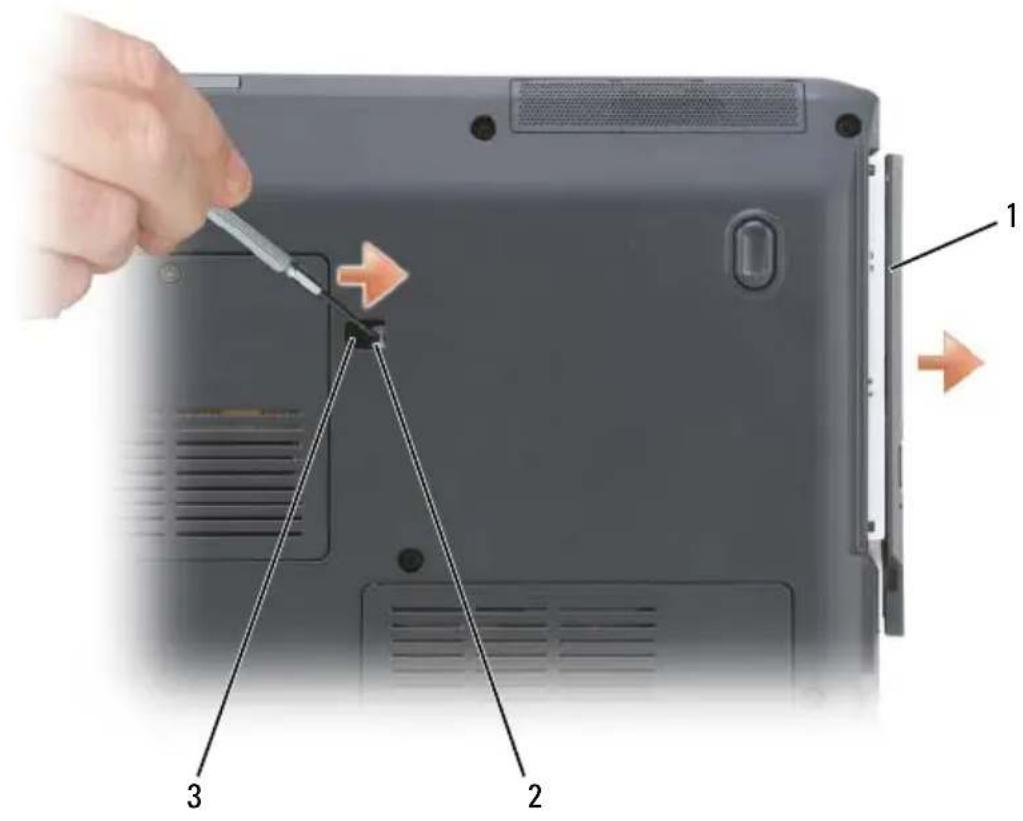 DELL Vostro 1500 PP22L - Removing the Optical Drive - 1