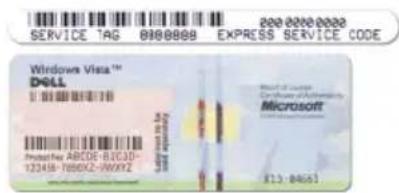 DELL Vostro 1500 PP22L - Service Tag and Microsoft Windows Product Key - 1