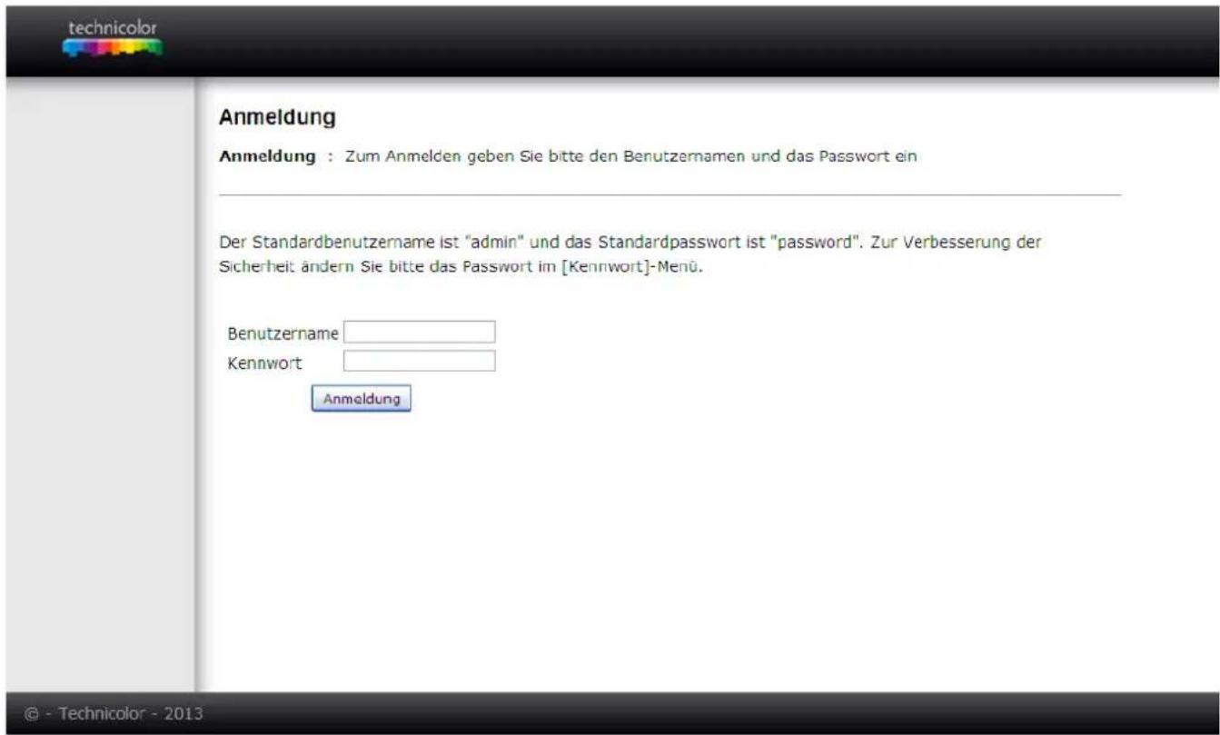 Technicolor TC7200K - Zugriff auf das Web-Interface zur Konfiguration des Kabelrouters - 1