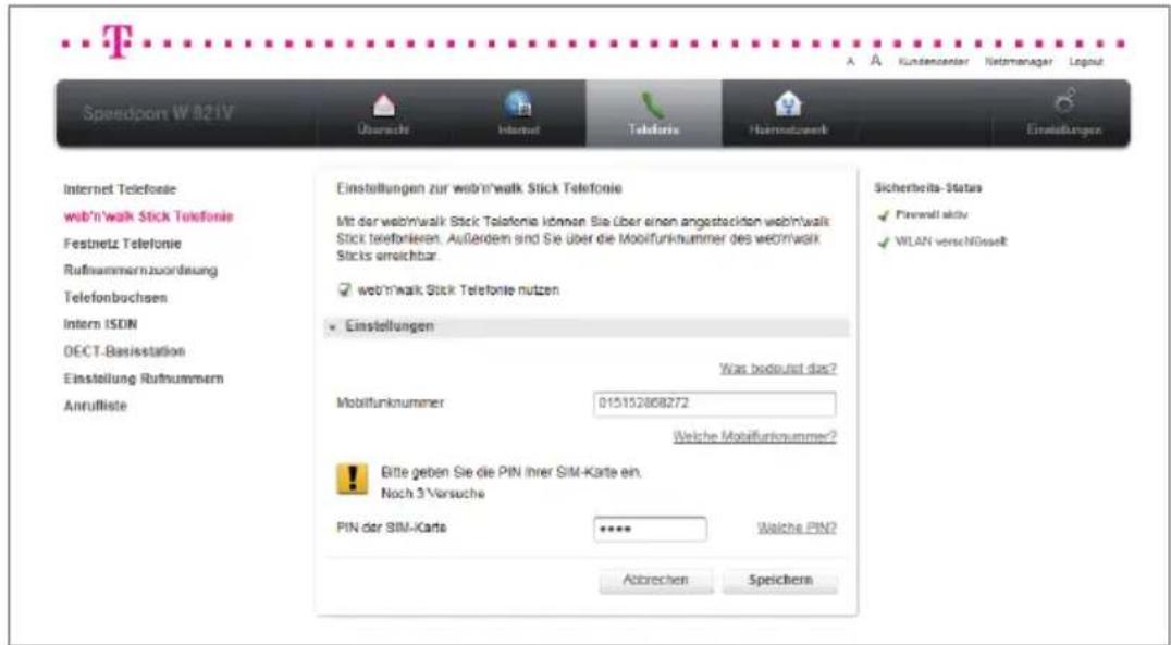 T-Mobile Speedport W 921V - Web'n'walk Stick-Telefonie einrichten. - 1