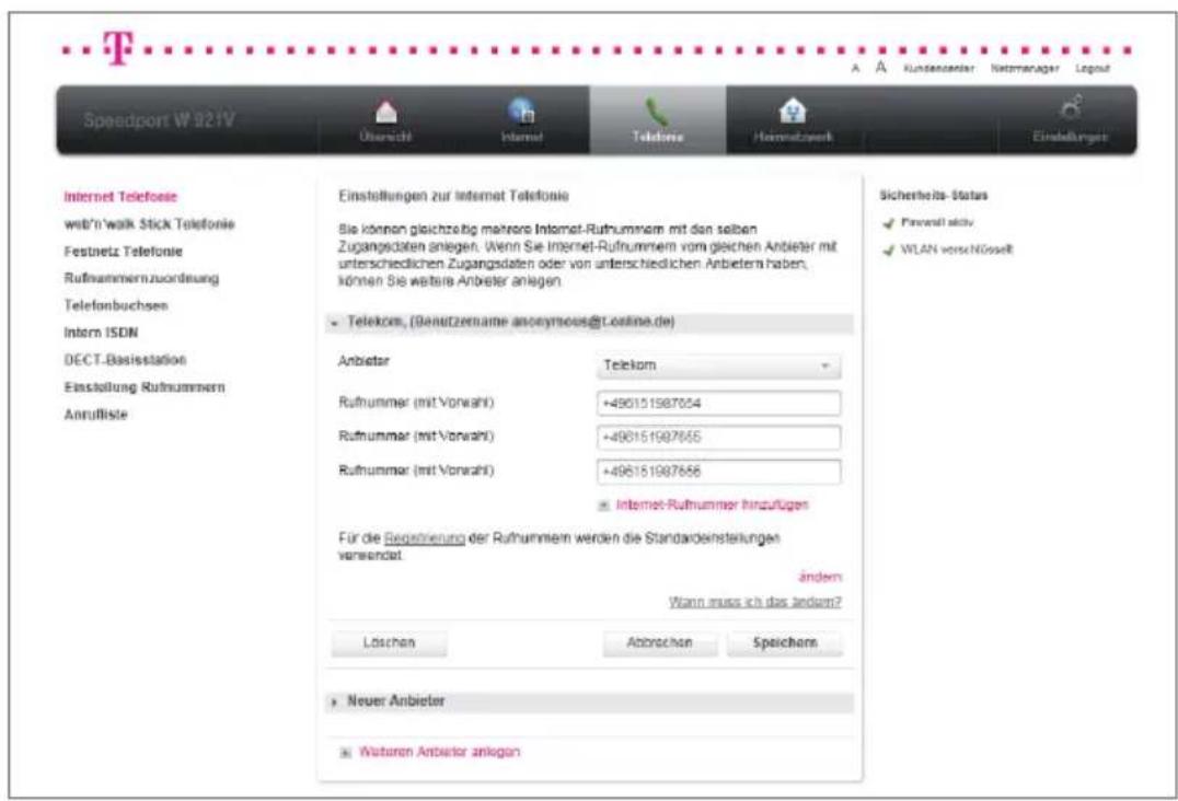T-Mobile Speedport W 921V - Internet-Telefonie einrichten. - 1