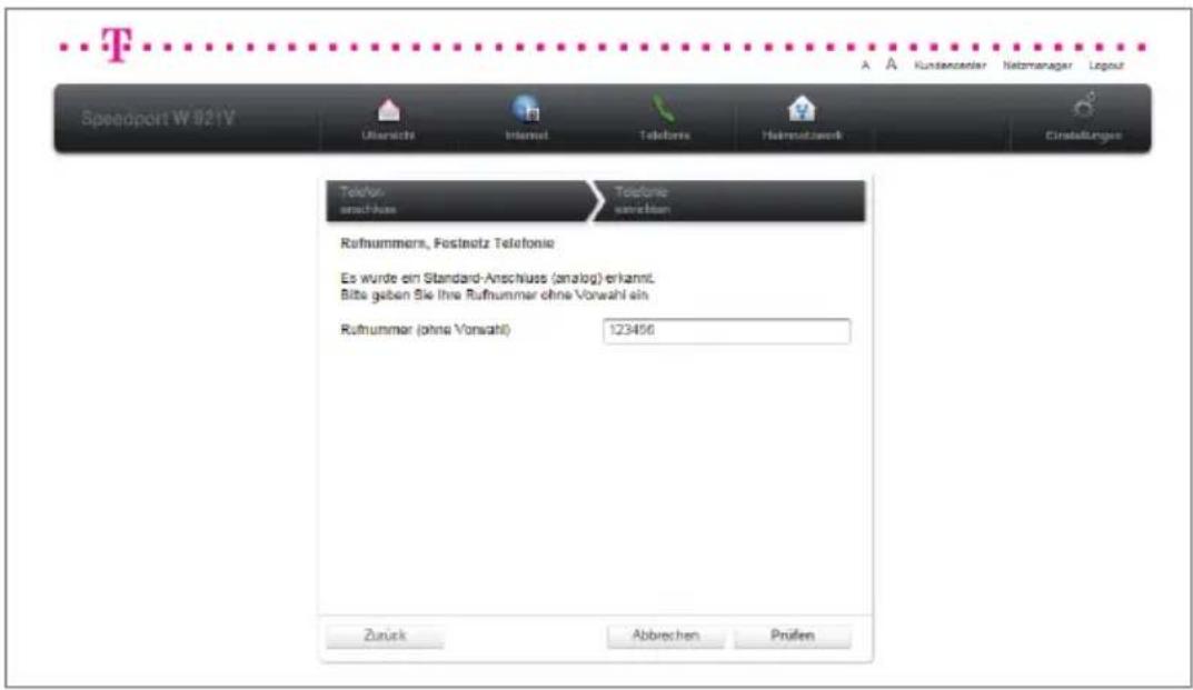 T-Mobile Speedport W 921V - Telefonie über Festnetz-Anschluss (Standard) einrichten. - 4
