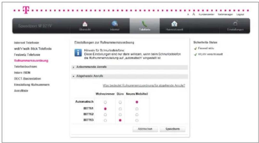 T-Mobile Speedport W 921V - Abgehende Anrufe. - 1