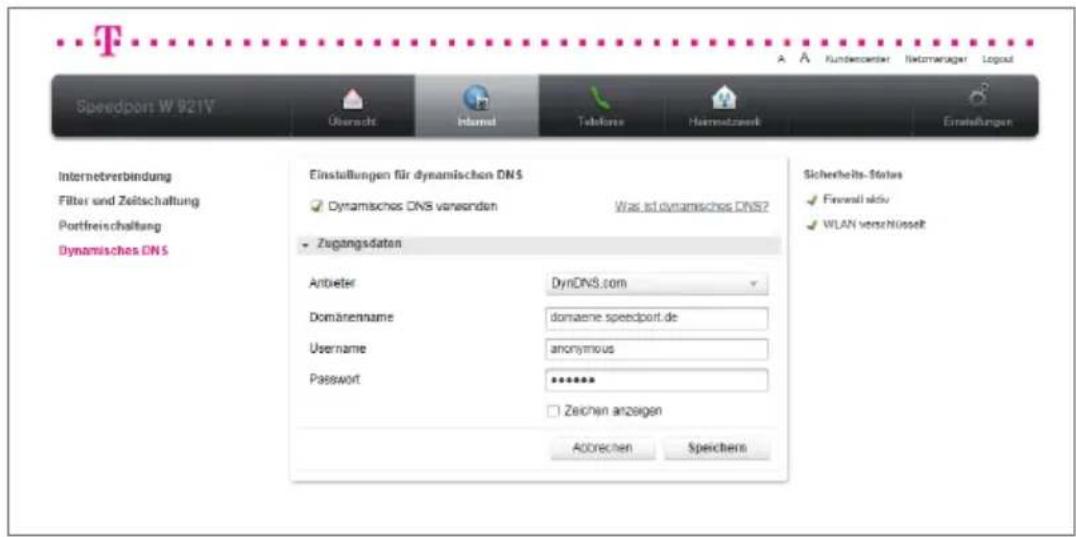 T-Mobile Speedport W 921V - Zugangsdaten. - 1