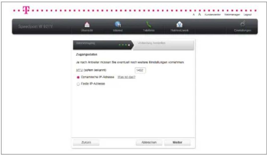 T-Mobile Speedport W 921V - Internetverbindung über DSL-Anschluss eines anderen Anbieters. - 4