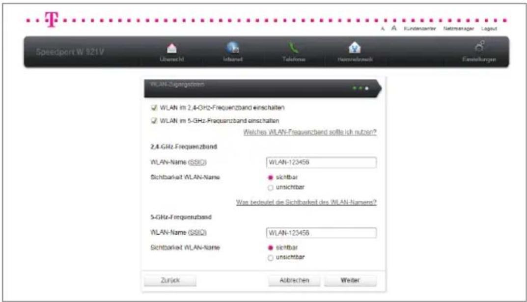 T-Mobile Speedport W 921V - Heimnetzwerk (WLAN) mit Assistent einrichten (erweitert). - 3