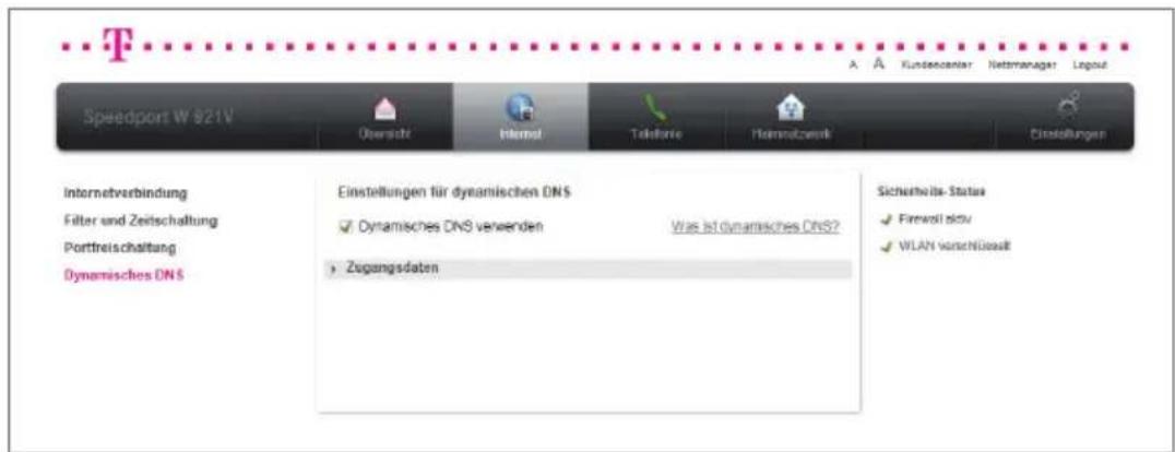 T-Mobile Speedport W 921V - Dynamisches DNS. - 1