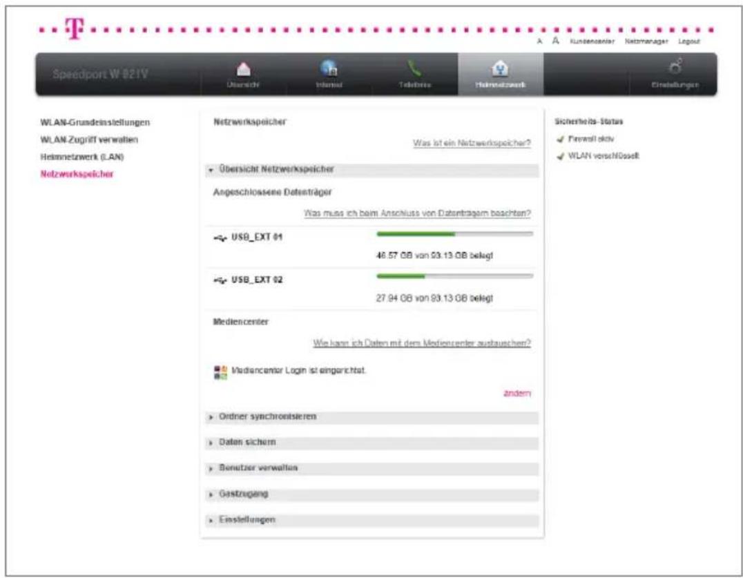 T-Mobile Speedport W 921V - Mediencenter einrichten. - 1