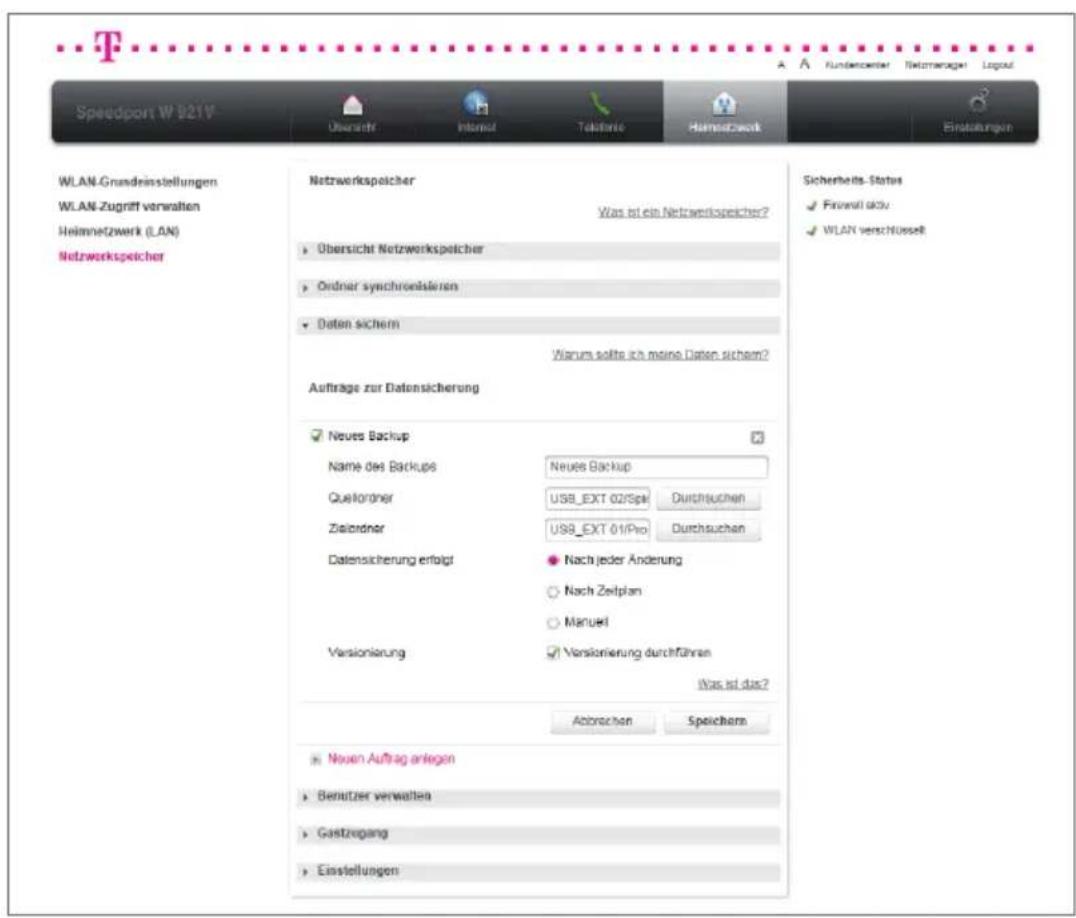 T-Mobile Speedport W 921V - Daten sichern. - 1