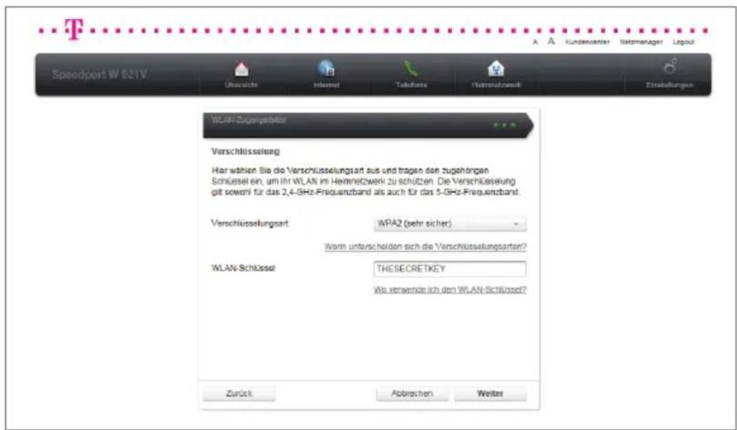 T-Mobile Speedport W 921V - Verschlüsselung. - 1