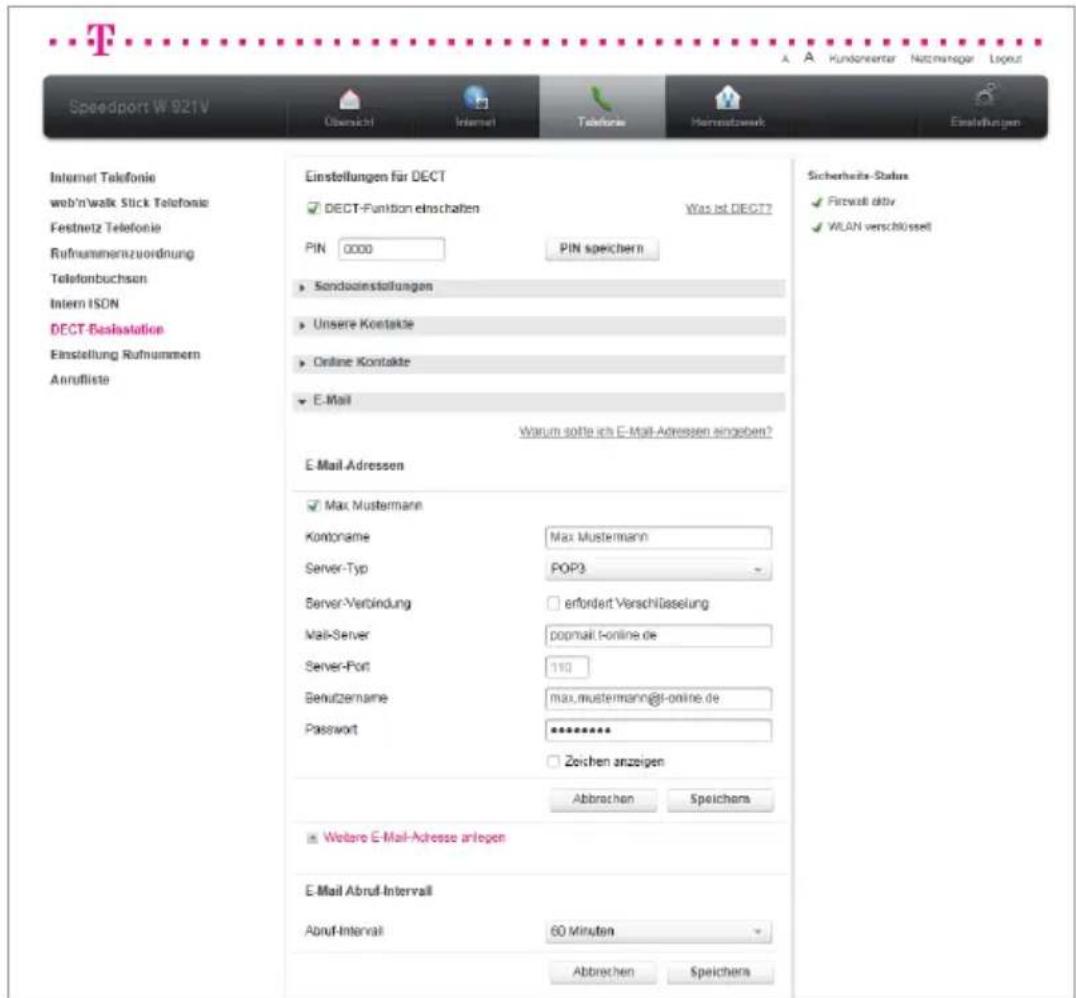 T-Mobile Speedport W 921V - E-Mail. - 1