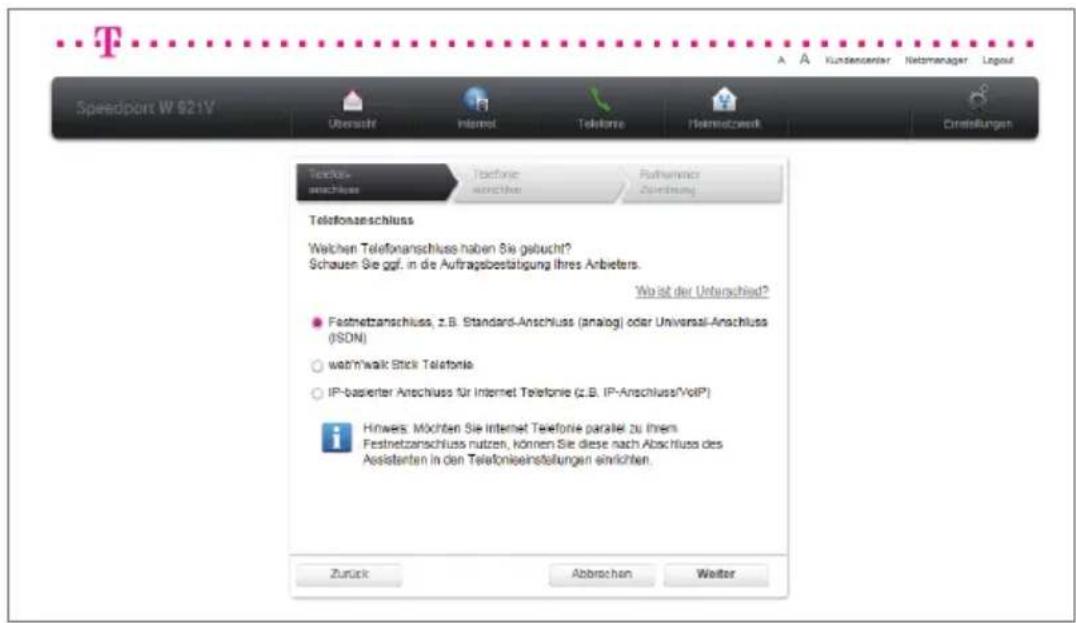 T-Mobile Speedport W 921V - Telefonie über Festnetz-Anschluss (Universal) einrichten. - 2