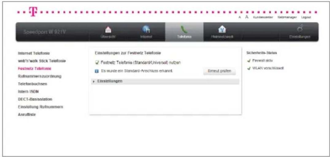 T-Mobile Speedport W 921V - Festnetz-Telefonie (Standard) einrichten. - 1