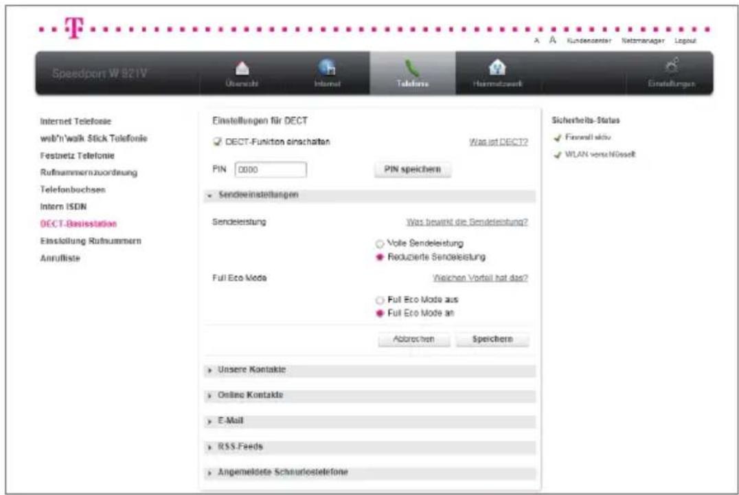 T-Mobile Speedport W 921V - Sendeeinstellungen. - 1