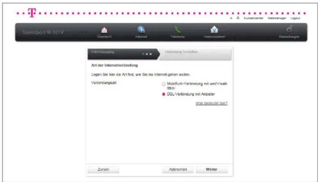 T-Mobile Speedport W 921V - Internetverbindung über DSL-Anschluss der Deutschen Telekom AG. - 1