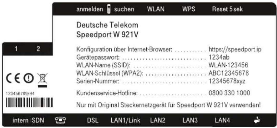 T-Mobile Speedport W 921V - Gerätepasswort ändern. - 1