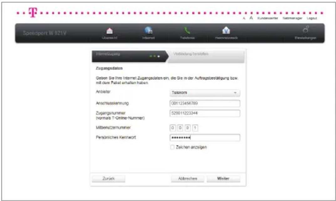 T-Mobile Speedport W 921V - Internetverbindung über DSL-Anschluss der Deutschen Telekom AG. - 2