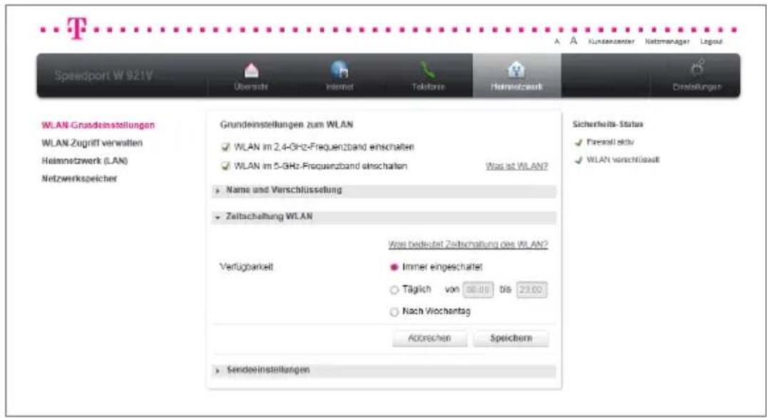 T-Mobile Speedport W 921V - Zeitschaltung WLAN. - 1