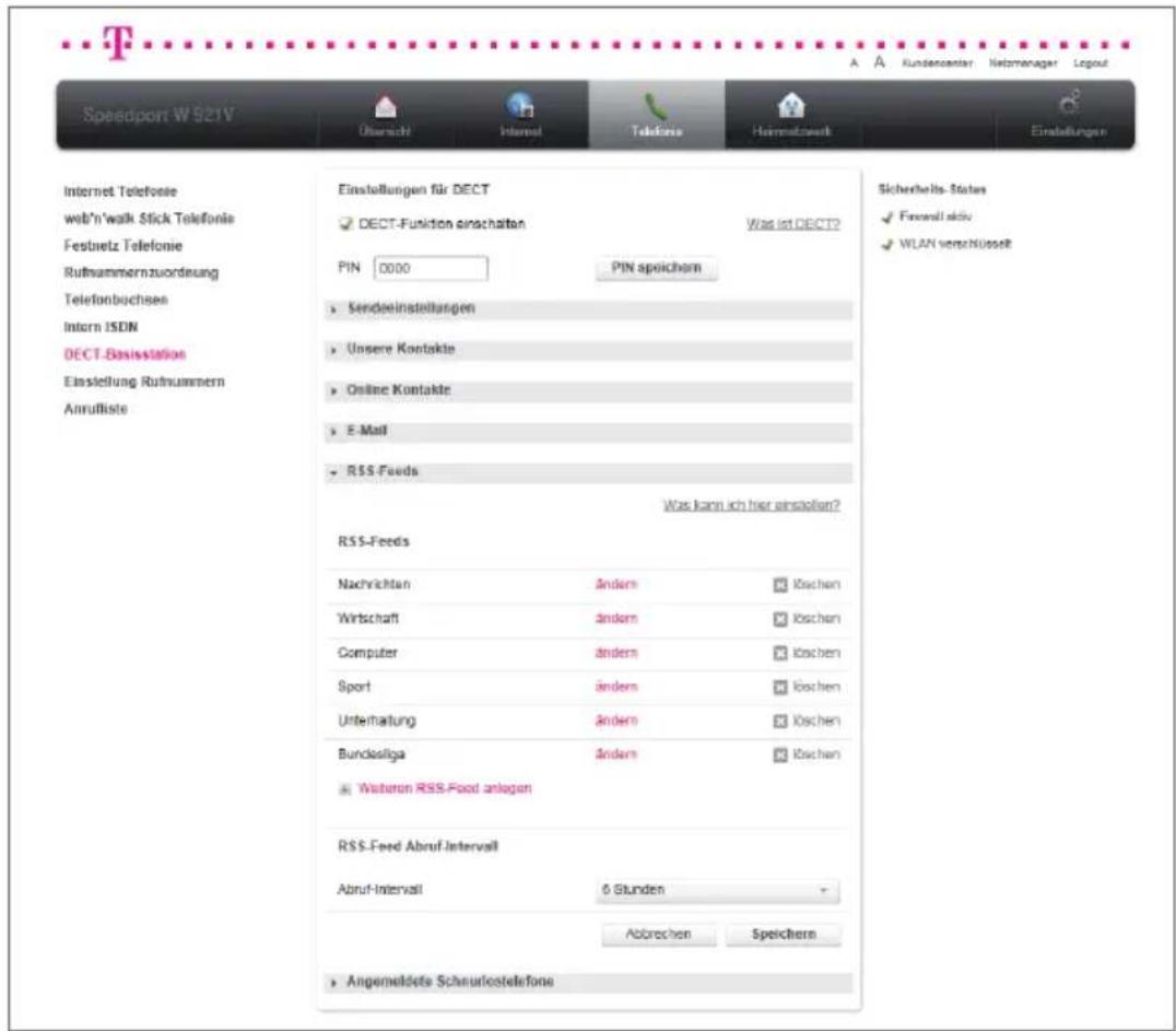 T-Mobile Speedport W 921V - RSS-Feeds. - 1