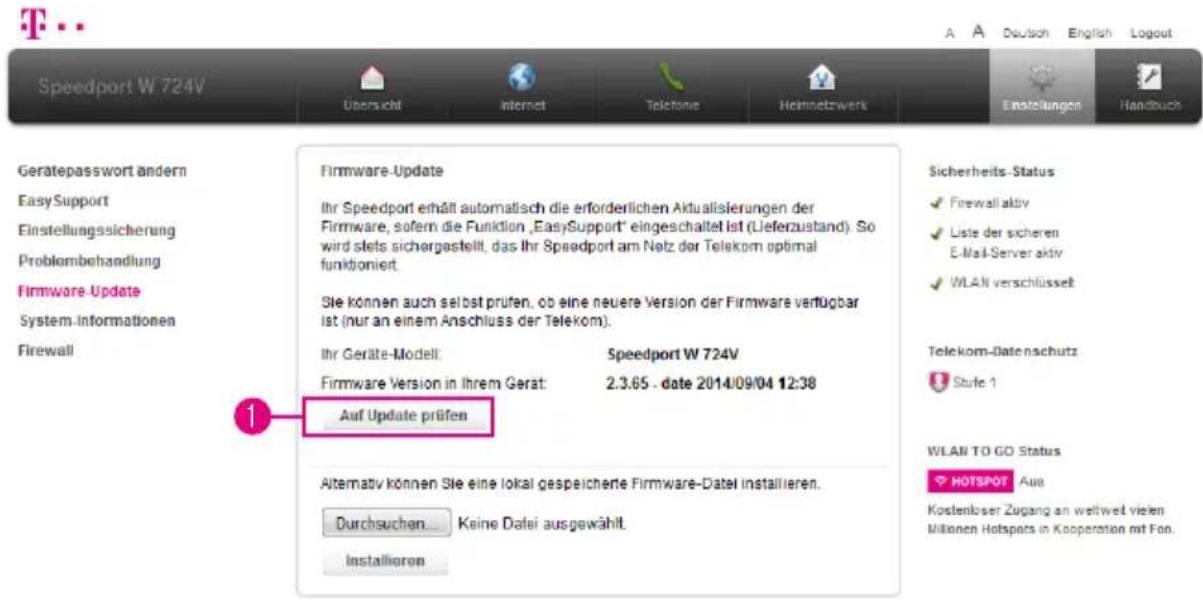 T-Mobile Speedport W 724V - Firmware-Update (automatisch) - 1