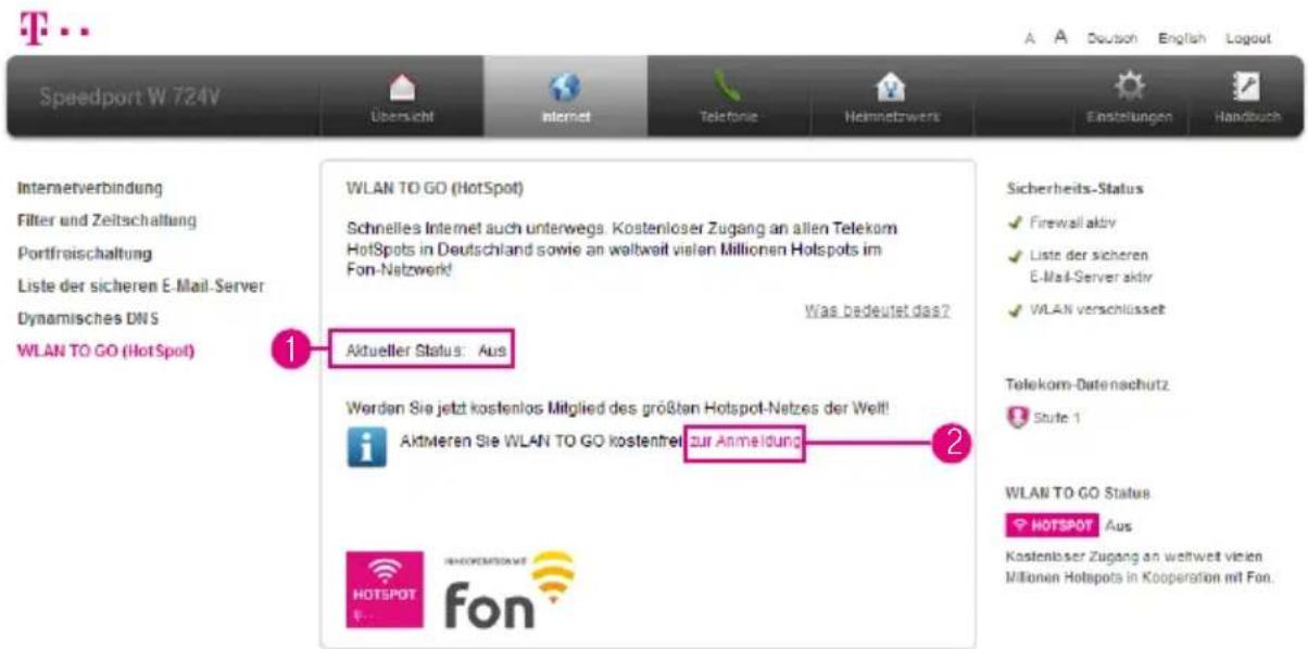 T-Mobile Speedport W 724V - WLAN TO GO (HotSpot) (Fortsetzung) - 1