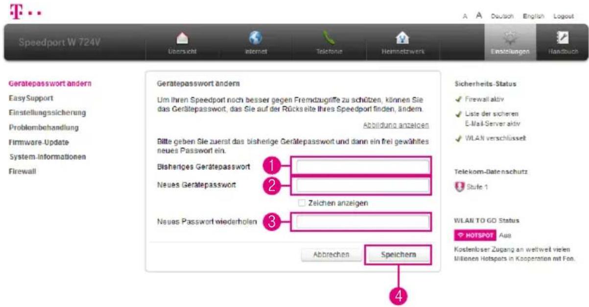 T-Mobile Speedport W 724V - Gerätepasswort ändern - 1