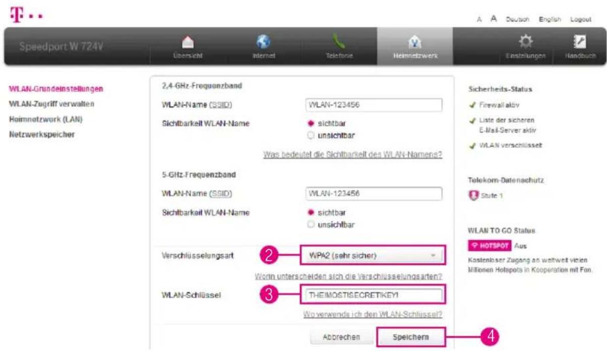 T-Mobile Speedport W 724V - WLAN-Verschlüsselung anpassen - 1