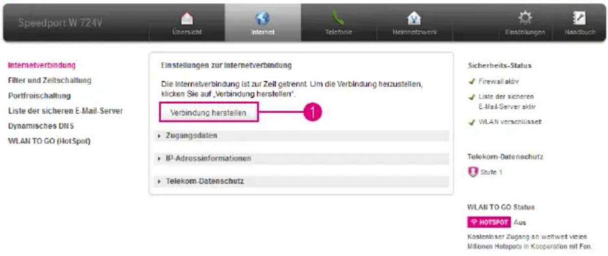 T-Mobile Speedport W 724V - Internetverbindung herstellen - 2