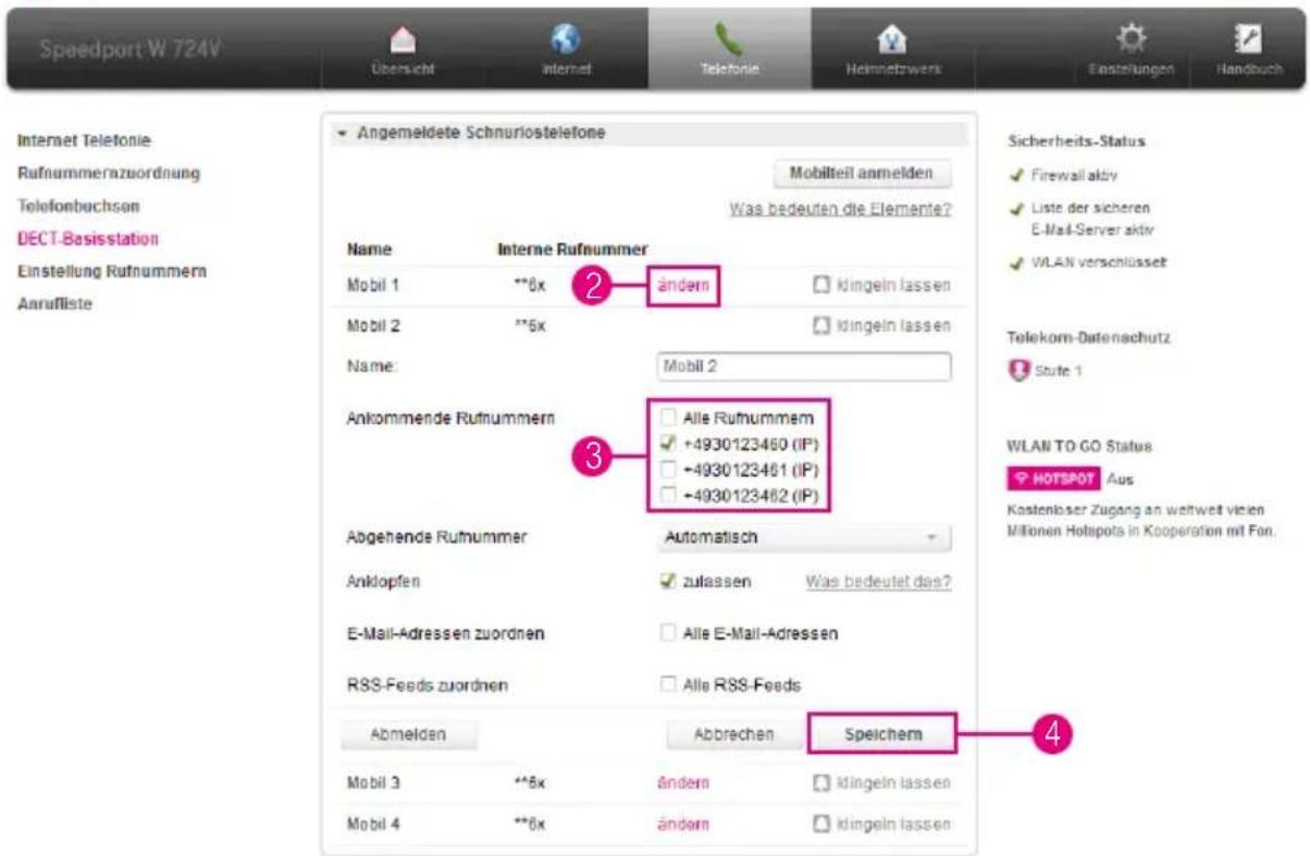 T-Mobile Speedport W 724V - (Ankommende Rufnummer) - 1