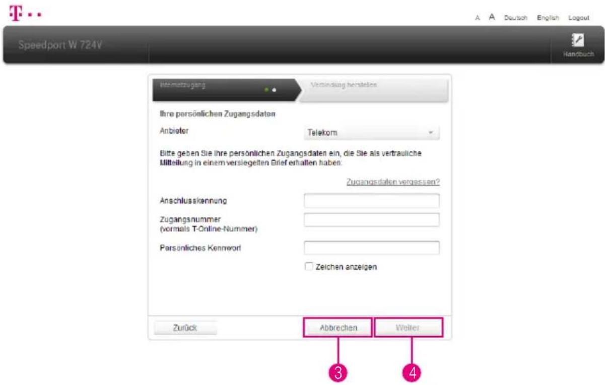 T-Mobile Speedport W 724V - Einrichtung beginnen (Fortsetzung) - 1