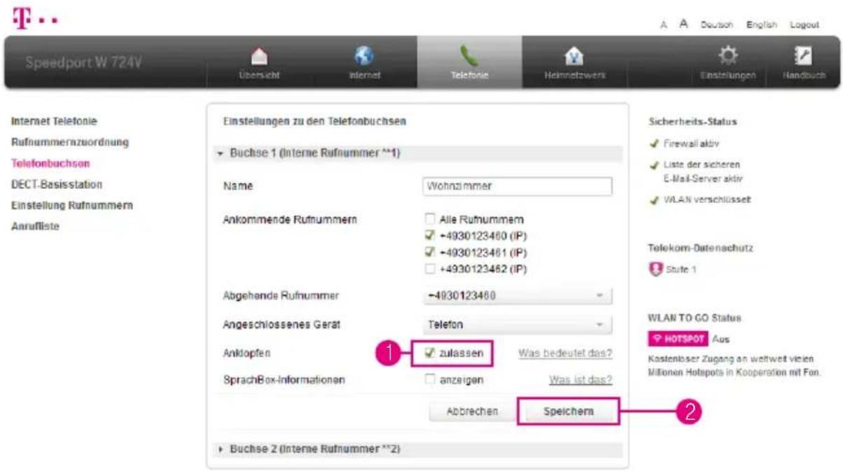 T-Mobile Speedport W 724V - Anklopfen während eines laufenden Gesprächs - 1