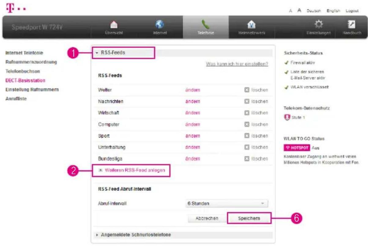 T-Mobile Speedport W 724V - RSS-Feeds einrichten - 1