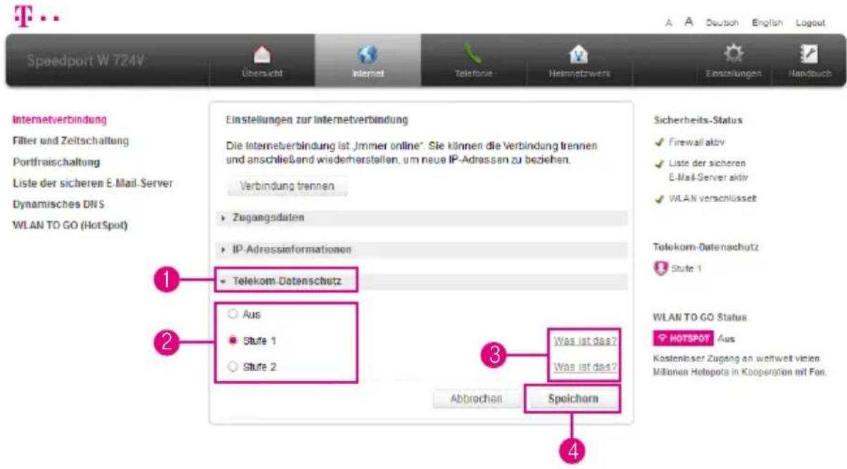 T-Mobile Speedport W 724V - Telekom-Datenschutz - 1