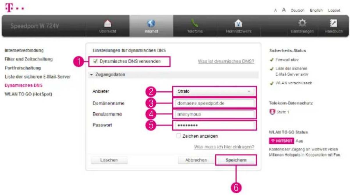 T-Mobile Speedport W 724V - Dynamisches DNS (Fortsetzung) - 1
