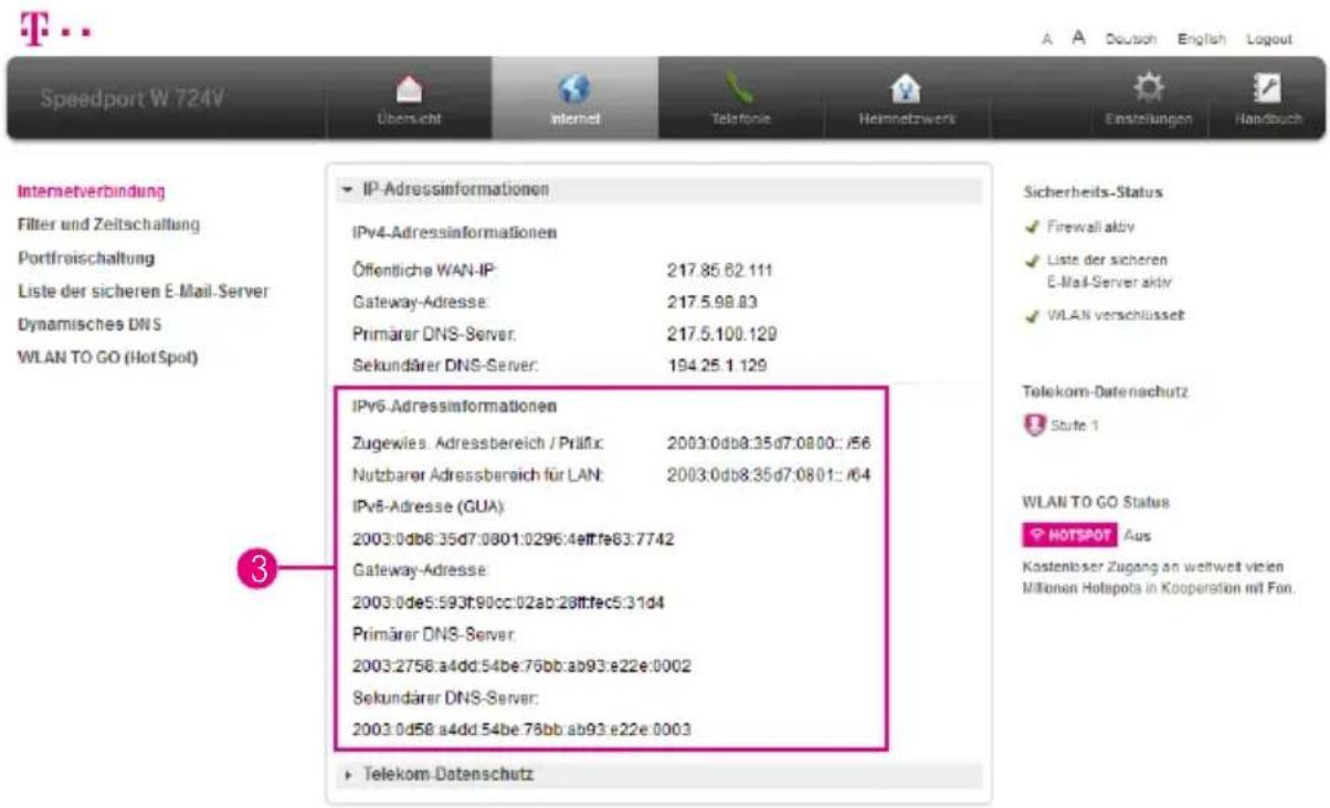 T-Mobile Speedport W 724V - IP-Adressinformationen anzeigen (Fortsetzung) - 1