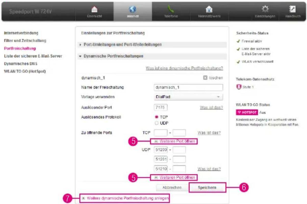 T-Mobile Speedport W 724V - Dynamische Portfreischaltungen (Fortsetzung) - 2