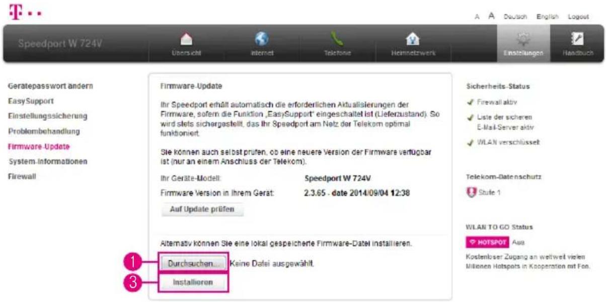 T-Mobile Speedport W 724V - Firmware-Update (manuell) - 1