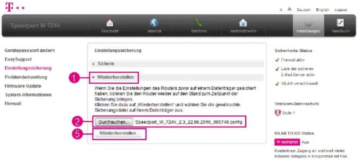 T-Mobile Speedport W 724V - Alle Einstellungen wiederherstellen - 1