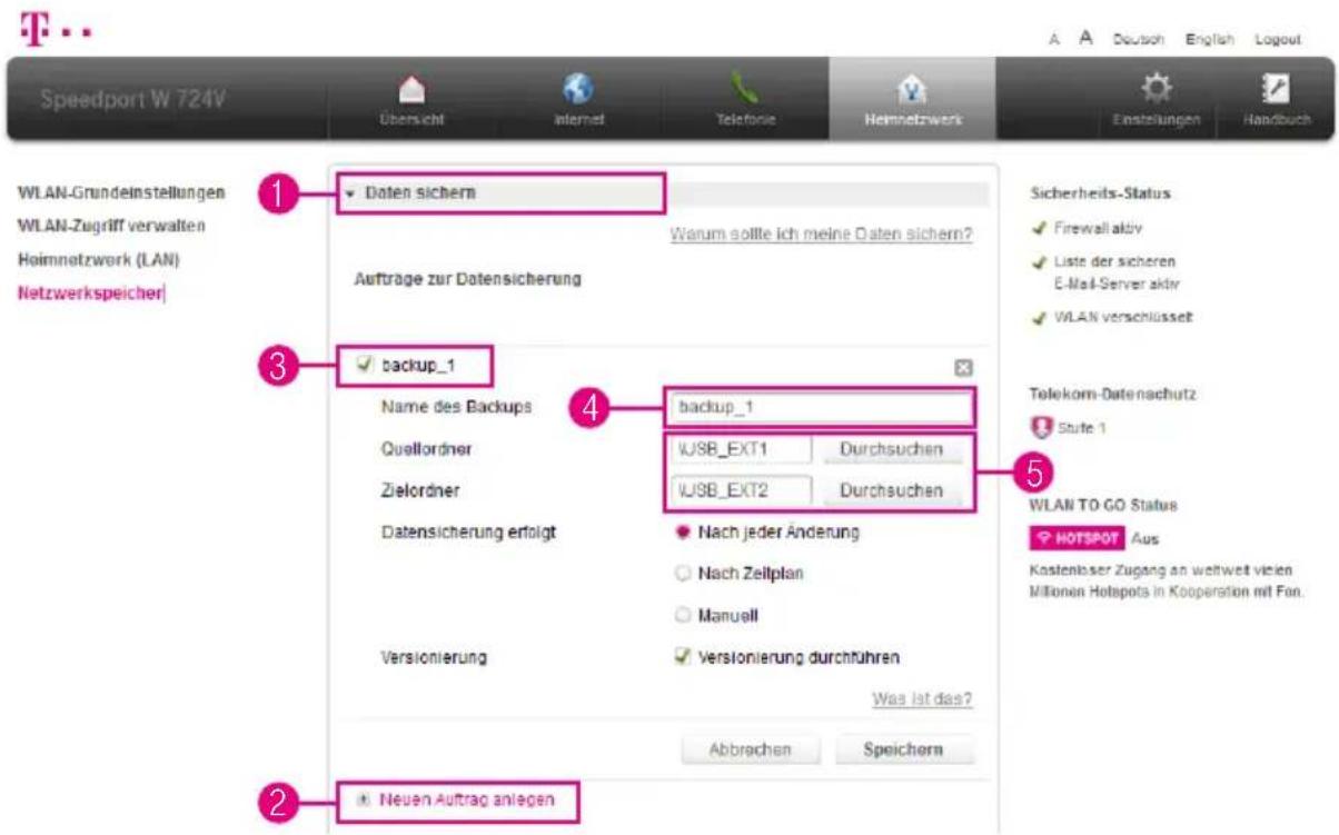 T-Mobile Speedport W 724V - Datensicherung einrichten - 1