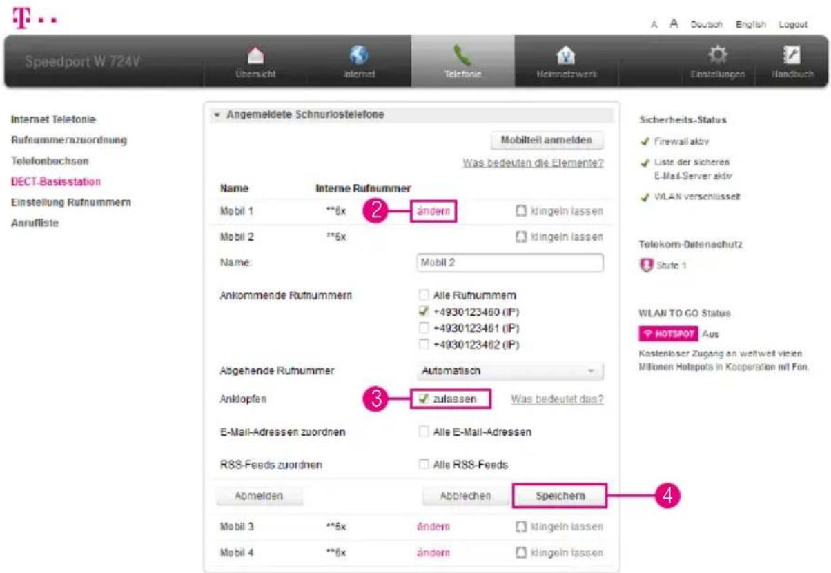 T-Mobile Speedport W 724V - Speedphone - Anklopfen während eines laufenden Gesprächs - 1